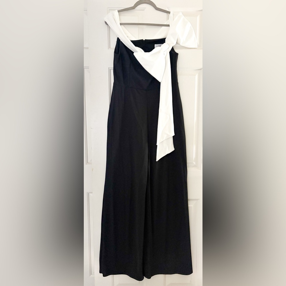 Club L London Black Bower Bardot Straight-Leg Jumpsuit With Bow size 12US - Picture 3 of 4
